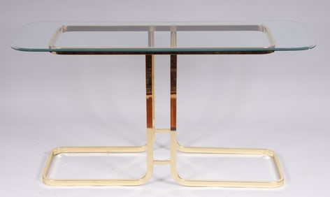Contemporary Brass and Glass Console Table