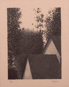 Robert Kipness, American 1931-, Rooftops II, lithograph ed 17/20
