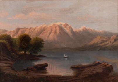 Anna Wilson, American School 18//19th Centuries, Lake Scene (1809), oil on canvas