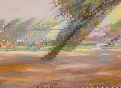 Henry Brandt, Germany/ Illinois (B. 1862), Park Landscape, 1912, watercolor on paper