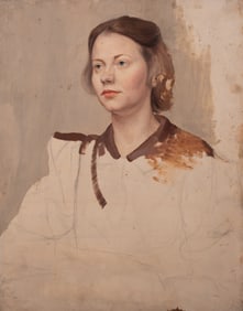 Russell Kraus, St. Louis (1918-2009), Unfinished Portrait, oil on board