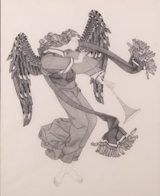Russell Kraus, St. Louis (1918-2009), Angel, Ink on paper