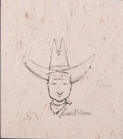 Russell Kraus, St. Louis (1918-2009), Russell Cowboy, ink drawing