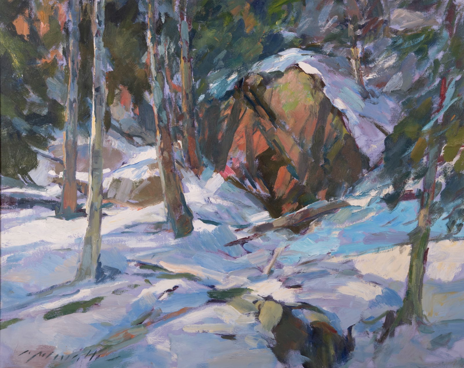 Charles J Movalli, American 1945-2016, Untitled Winter Landscape, oil on canvas (1 of 5)