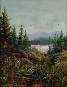 Thomas A. DeDecker, American (b. 1951), Mountain Valley, oil on board