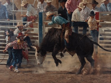 Mark Swanson, Arizona, California, South Dakota 1958, 8 Second Dustdevil, 1992, oil on masonite