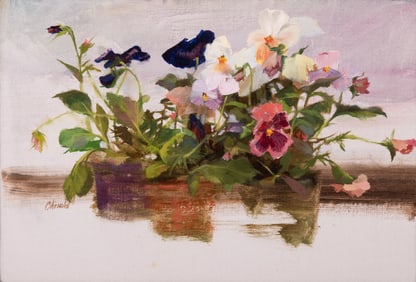 Carol Arnold, Texas 20th / 21st Centuries, Pansies, oil on canvas