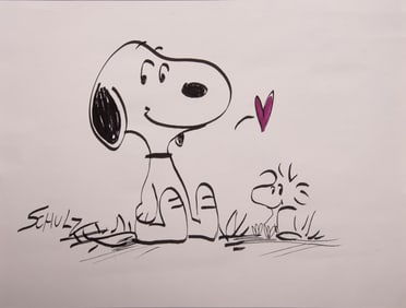 Charles Schulz, Minnesota, California (1922-2000), Snoopy and Woodstock, ink on paper