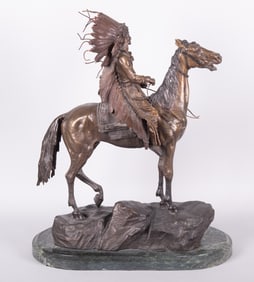 Carl Kauba, Austria / United States (1865-1922), Chief on Horseback, bronze