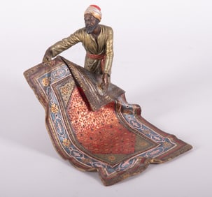 An Austrian Polychrome Bronze, the Carpet Seller by Bergmann