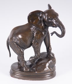 A Vintage Bronze Elephant Sculpture, after Barye