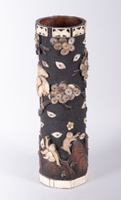 A Tall Japanese Shibayama Sleeve Vase