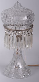 An Etched and Pressed Glass Boudoir Table Lamp