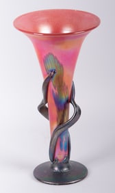 Trumpet Art Glass Footed Vase