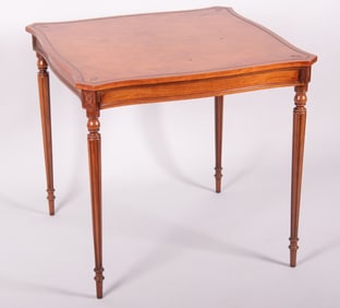 Twentieth Century French Design Card Table With Leather Embossed Top