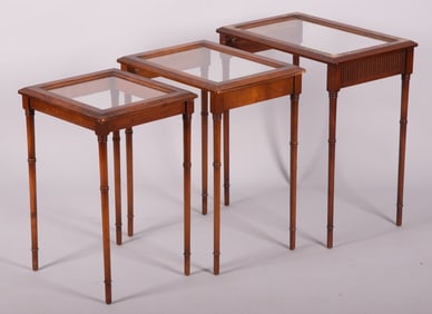 Set of Three Nesting Tables with Floral Design