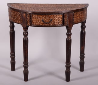 Burmese Rattan Demilune Hall Table