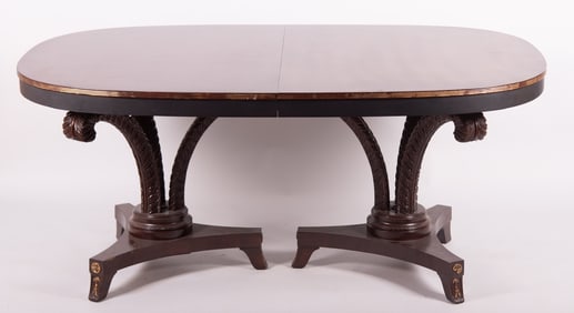 Semi Antique Regency Style Mahogany Dining Table
