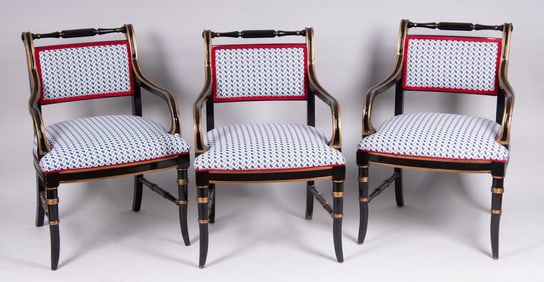 Set Of Six Regency Design Dining Chairs