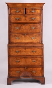 Eighteenth Century English Burl Two Part Chest