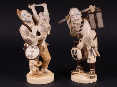Two Japanese Figural Okimono