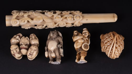 A Grouping of Japanese Carved Objects
