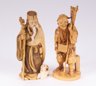 Two Japanese Okimono of Men