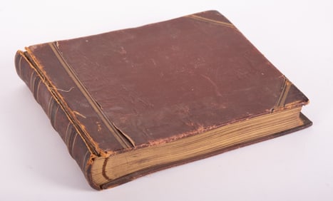 Vintage Scrapbook Partially Filled with Japanese Hand Colored Photographs