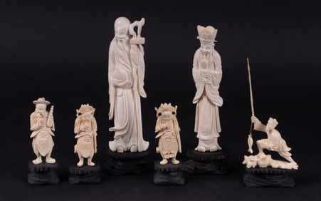 Six Vintage Chinese Bone Carvings
