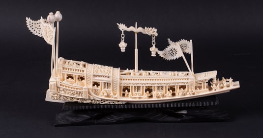 A Chinese Carving of a Pleasure Boat