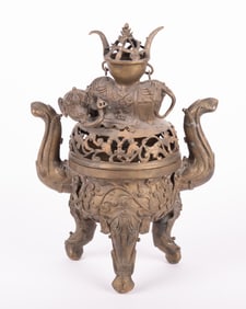 Large Brass Elephant Incense Burner