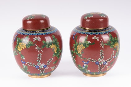 A Pair of Cloisonne Ginger Jars