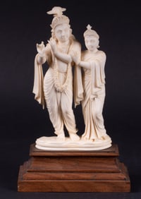 A Bone Carving of Radha and Krishna