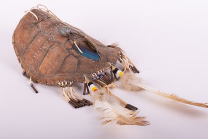 Seneca Tribe, Missouri, New York , Native American Turtle Shell Shield, beads, leather, and feathers