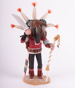 Floyd Nutumya, American 20th/ 21st Century, Tahaum Soyoko (Black Ogre's Uncle) Kachina, mixed media