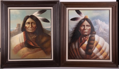Z. Garcia, 20th/ 21st Century, Two Portraits of Indigenous Men, oil on canvas