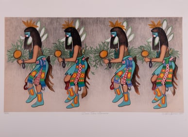 Alice Asmar, California, Michigan (b. 1929), Three Works: Zuni Rain Dancers; Shalako Dancers;