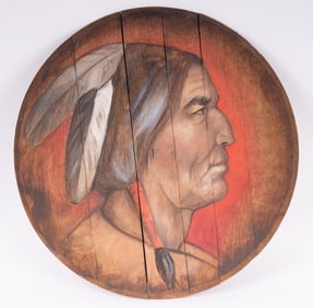 Brother Matthews OSF, Saint Louis, MO (1923-2007), Profile of Indigenous Man, oil on wood