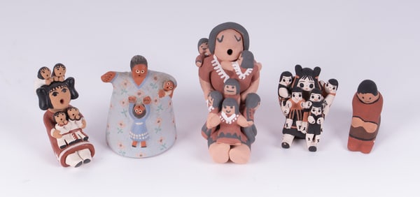 Various Artists, New Mexico 20th/ 21st Century, 5 Clay Figures, clay and glaze