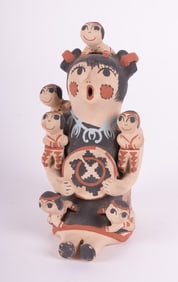 T. Sando, Jemez, New Mexico 20th/ 21st Century, Clay Storyteller, clay and glaze