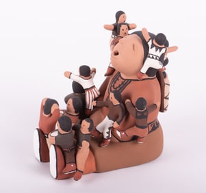 A. Tenorio, Jemez Pueblo, New Mexico 20th /21st Century, Clay Storyteller, clay and glaze