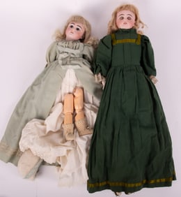 DEP Marked Bisque Head Doll, Circa 1876; along with a German Bisque Shoulder Doll, Circa 1875-1925