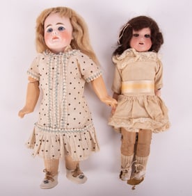 Armand Marseille Bisque Doll, Circa 1918; along with a German Bisque Head Doll, Circa 1890