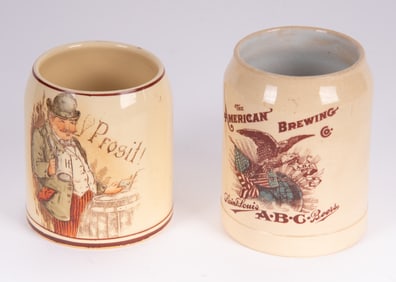 Two Pieces: American Brewing Company Mug and A Prosit Beer Mug