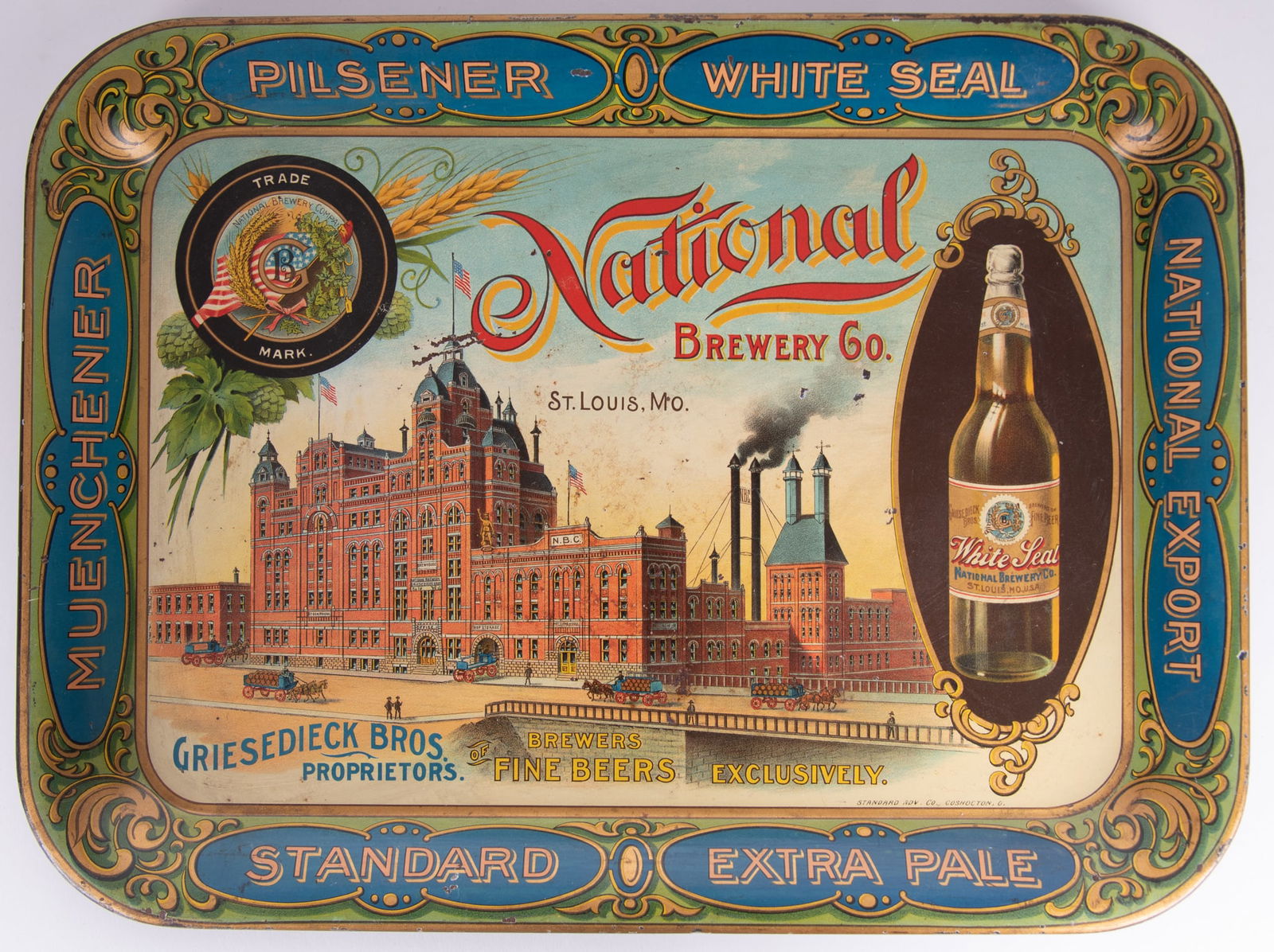 Early 1900's National Brewery Co Advertising Tray. (1 of 5)