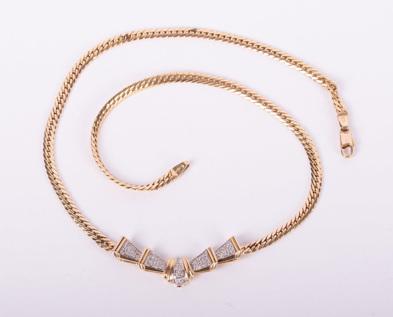 14K Yellow Gold and Diamond Necklace/Choker: 14K Yellow Gold and Diamond Necklace/Choker 0.25cttw, length 16 inches; total weight 11 grams.