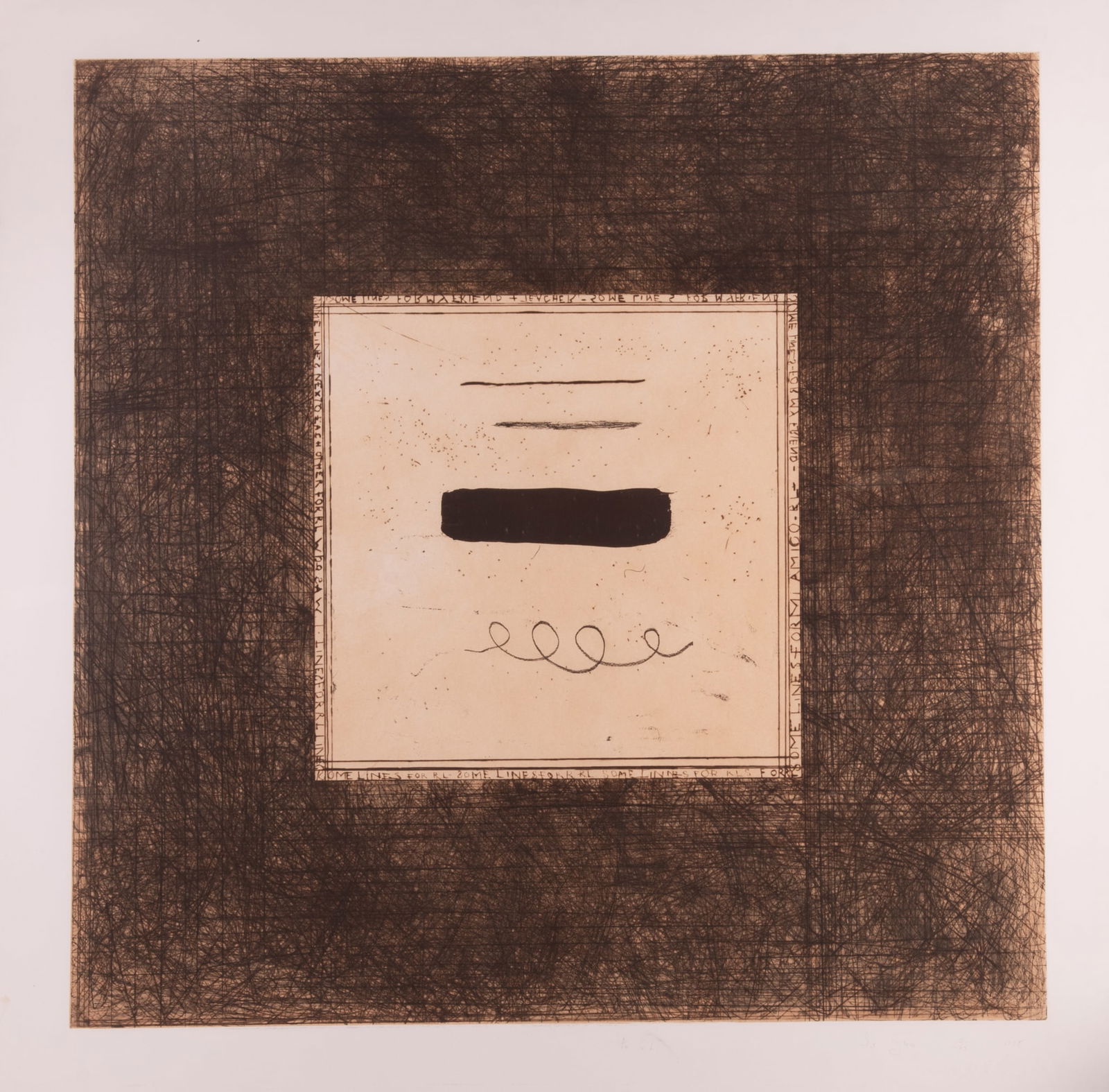 Pat Steir, American (b. 1940), For R.L., 1978, etching and aquatint, ed. 5/25: Pat SteirAmerican, (b. 1940)For R.L., 1978etching and aquatint, ed. 5/25signed, dated, titled, and numbered in pencil lower margin, framed.