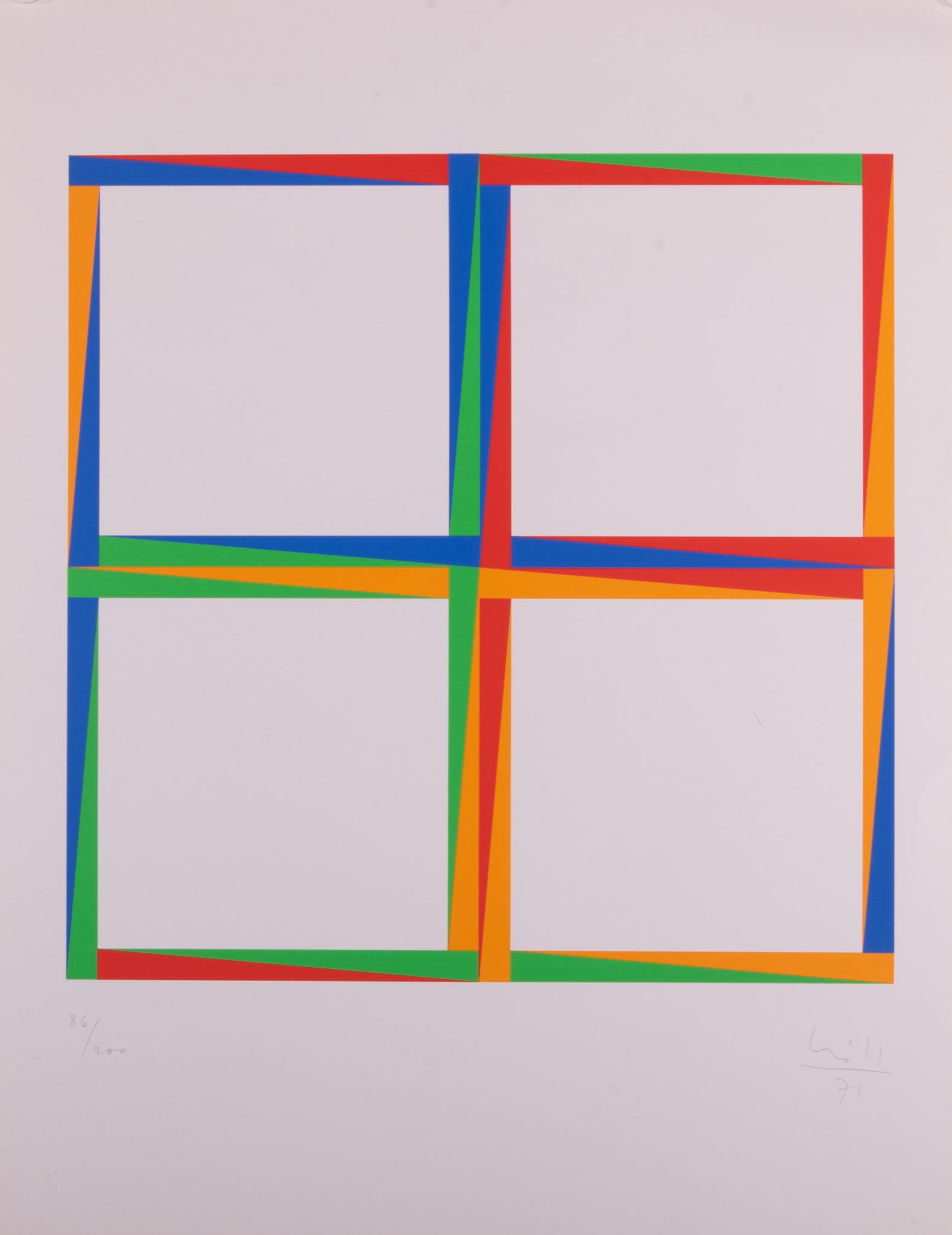 Max Bill, Swiss (1908-1994), Quadratvariation, 1971, silkscreen, ed. 86/200: Max BillSwiss, (1908-1994)Quadratvariation, 1971silkscreen, ed. 86/200numbered and signed in pencil lower margin, unframedpaper: 25 1/2 x 19 1/2 inches