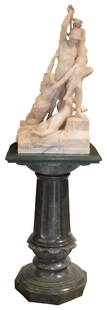 After Pio Fedi, Italian (1816-1892), The Rape of Polyxena, marble: After Pio FediItalian, (1816-1892)The Rape of Polyxenamarbleunsigned, A large figural marble sculpture of Pyrrhus abducting Polyxena. The well carved multi-figure sculpture rests on a massive carved v