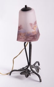 A French Art Deco Degue Boudoir Lamp